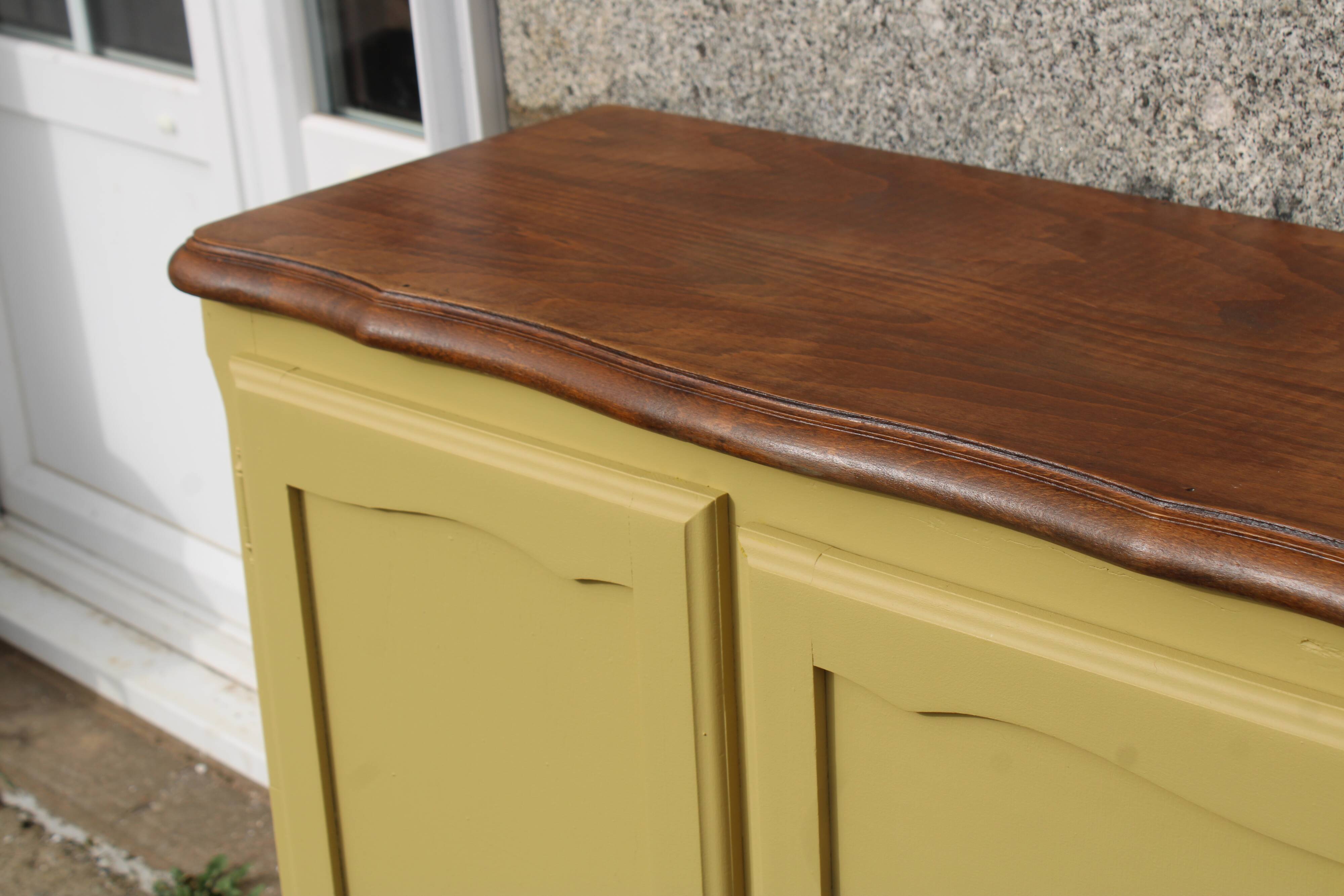 Renovated antique buffet – bright yellow