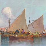 Counterpart of paintings "Sailing boats Felouks Gondolas" signed Orientalists