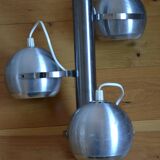 Pair of 70s space age eye ball chandeliers in brushed aluminum