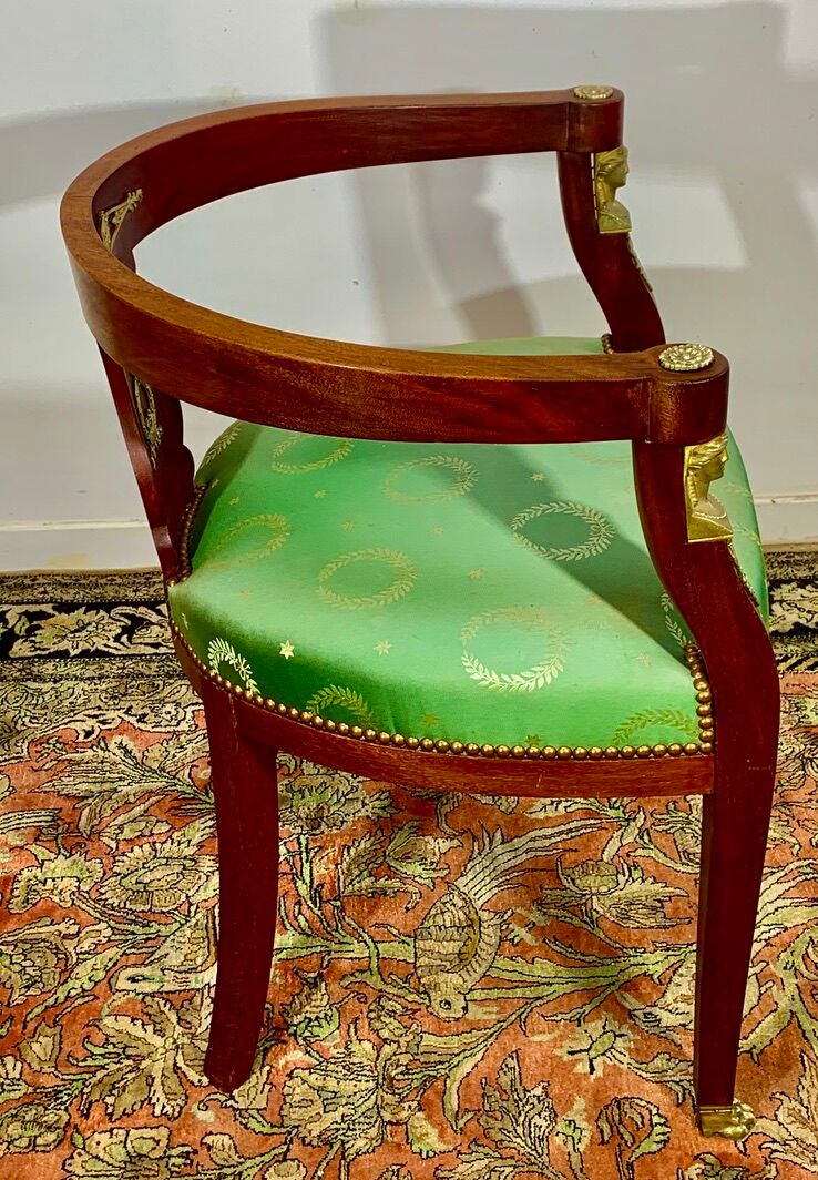 office armchair style empire return from egypt, in mahogany and gilded bronzes