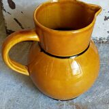 Yellow Provencal ceramic water pitcher with black net