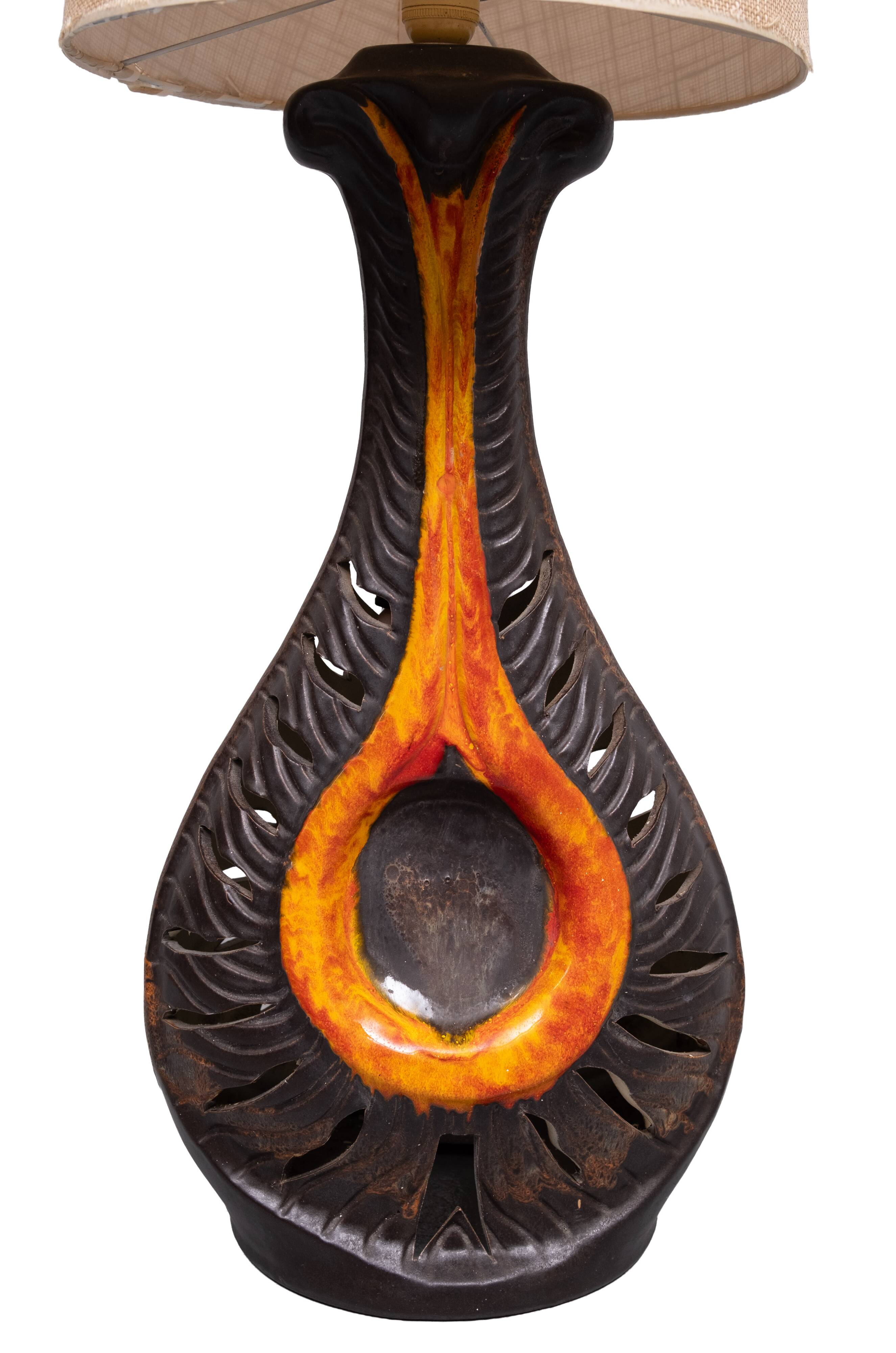 Large Fat Lava Ceramic Floor lamp by Walter Gerhards for West Germany 1970s