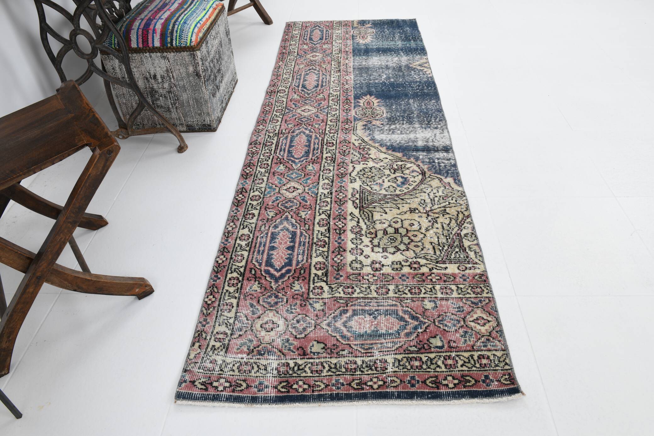 Navy Blue Vintage Runner Rug, 75x231Cm SK 6884