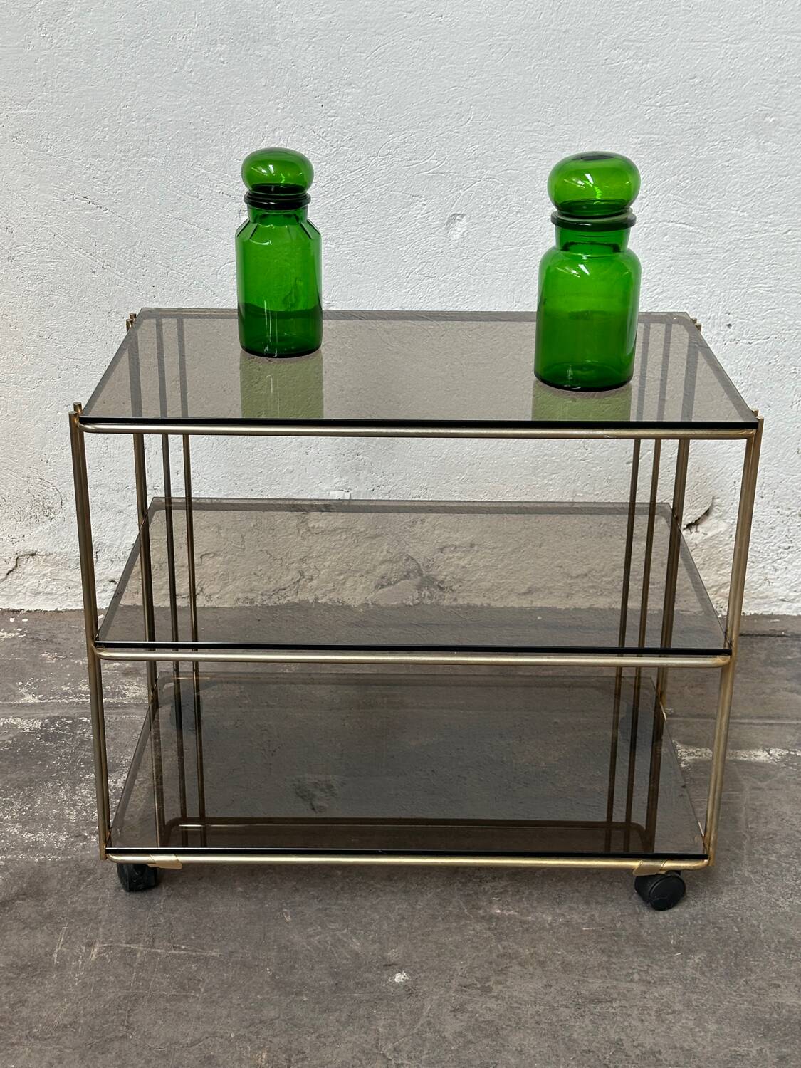 Gold-plated metal serving cart