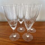 Set of 4 champagne flutes in engraved glass 10 cl