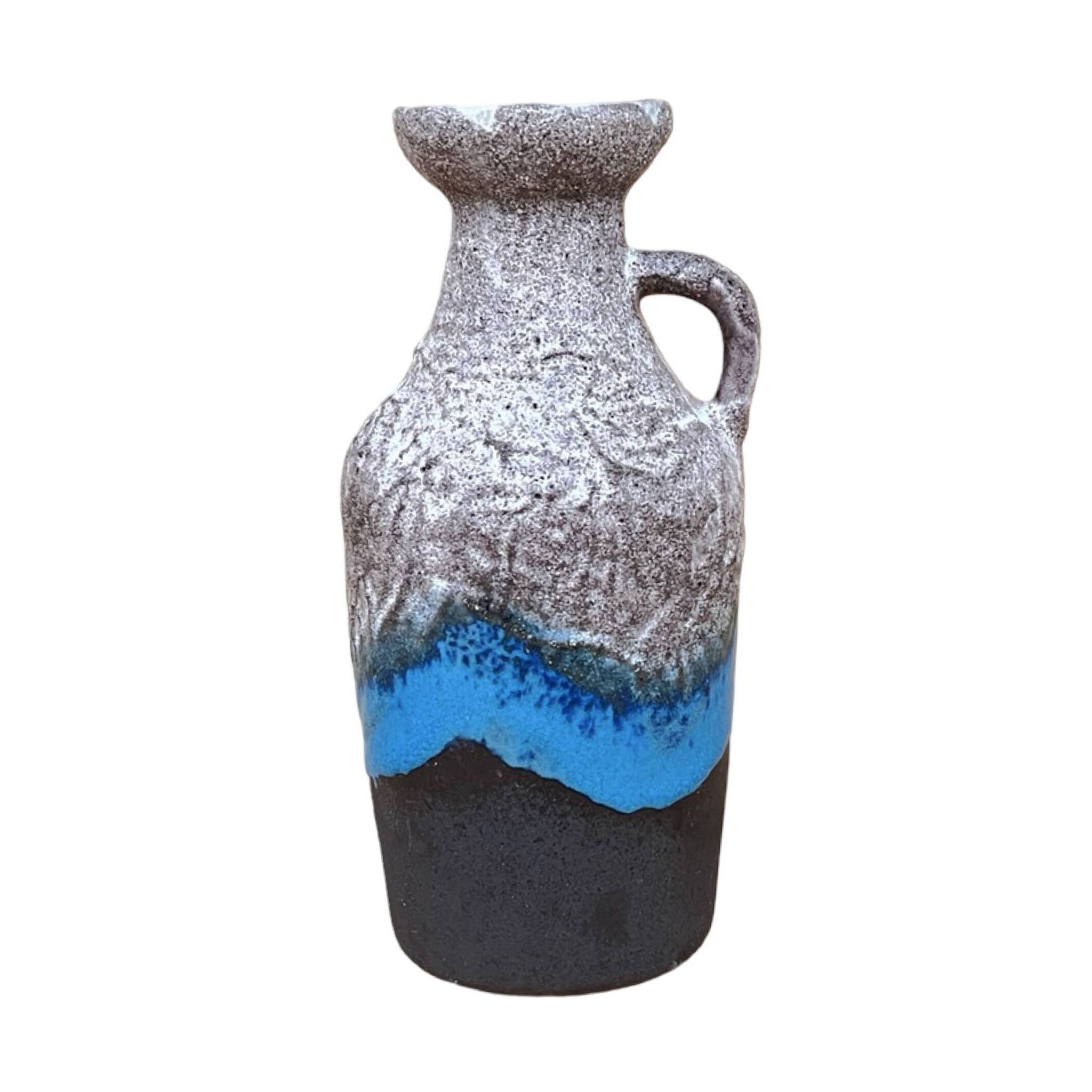 Ceramic vase with handle, fat lava, Strehla Keramik, Germany, 1970s.
