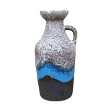 Ceramic vase with handle, fat lava, Strehla Keramik, Germany, 1970s.
