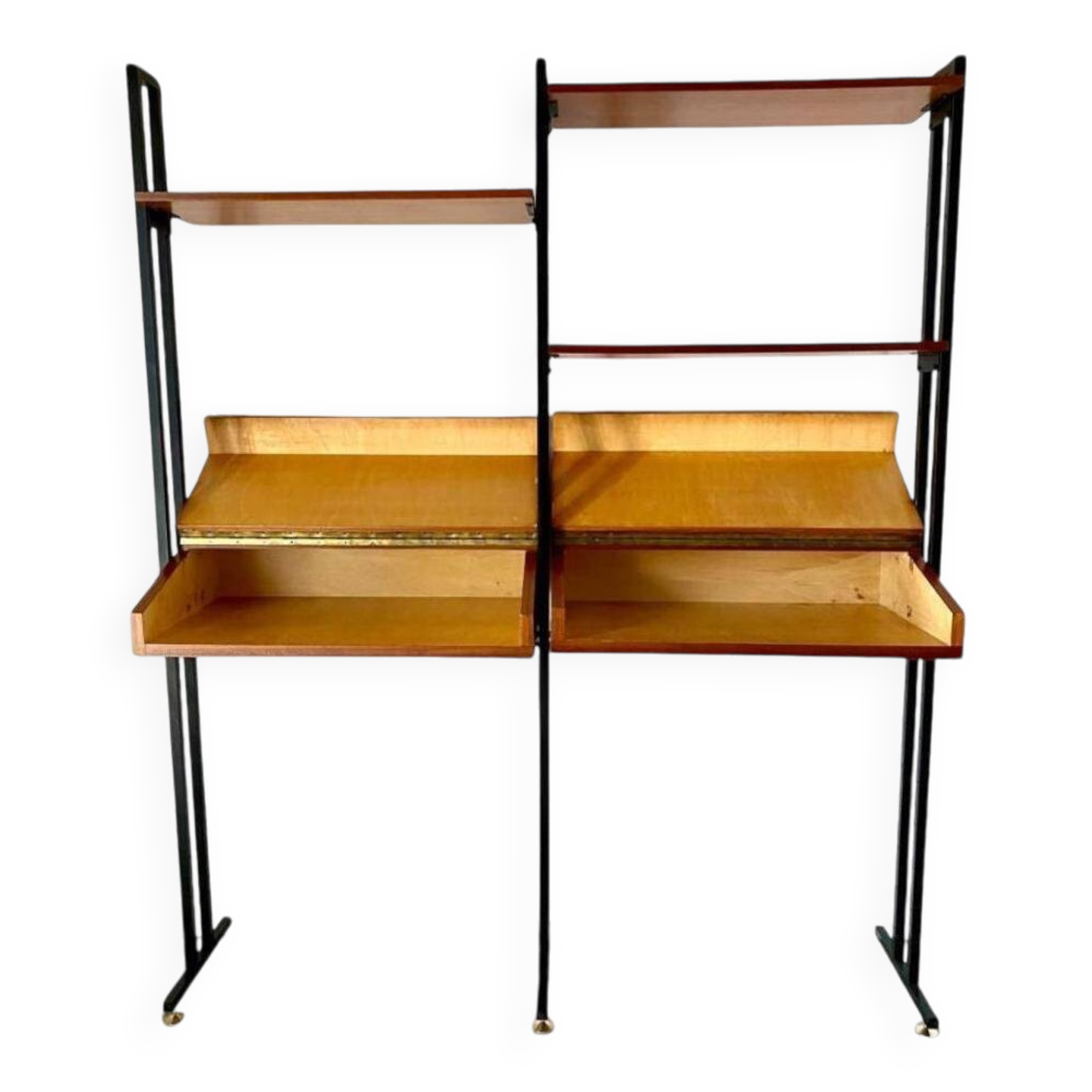 Midcentury Italian Modular Bookshelf with Unusual Drawers, Italy