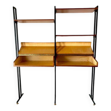 Midcentury Italian Modular Bookshelf with Unusual Drawers, Italy