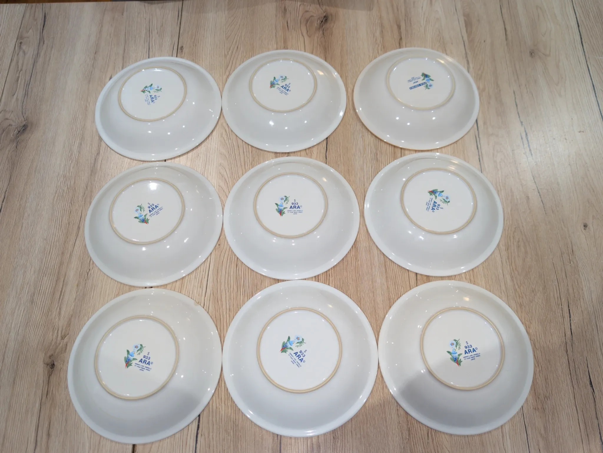 Lot 9 Deep Plates Porcelain Japan ARA S 933 Parrot & F Decor