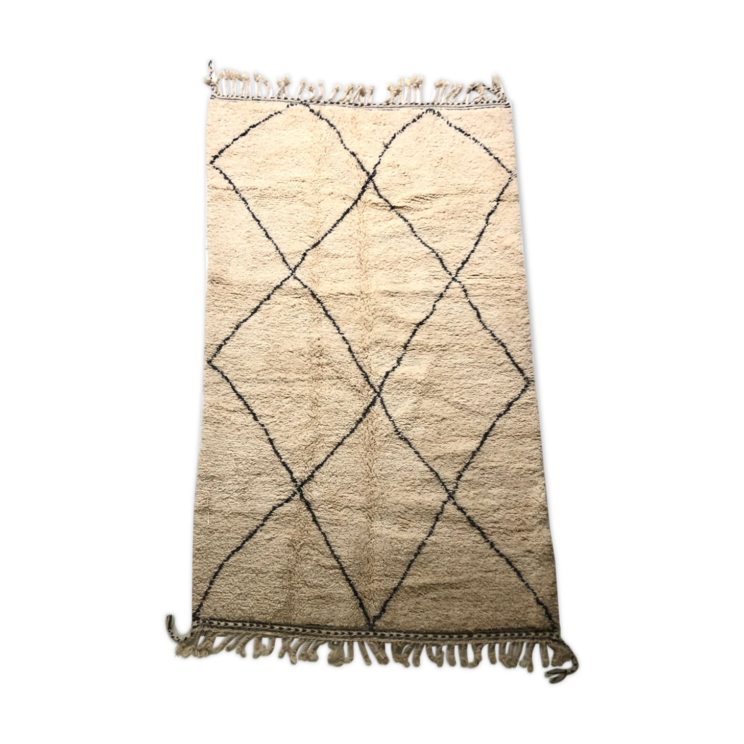 Moroccan Berber carpet Beni Ouarain with dark grey diamonds 2.6x1.53m
