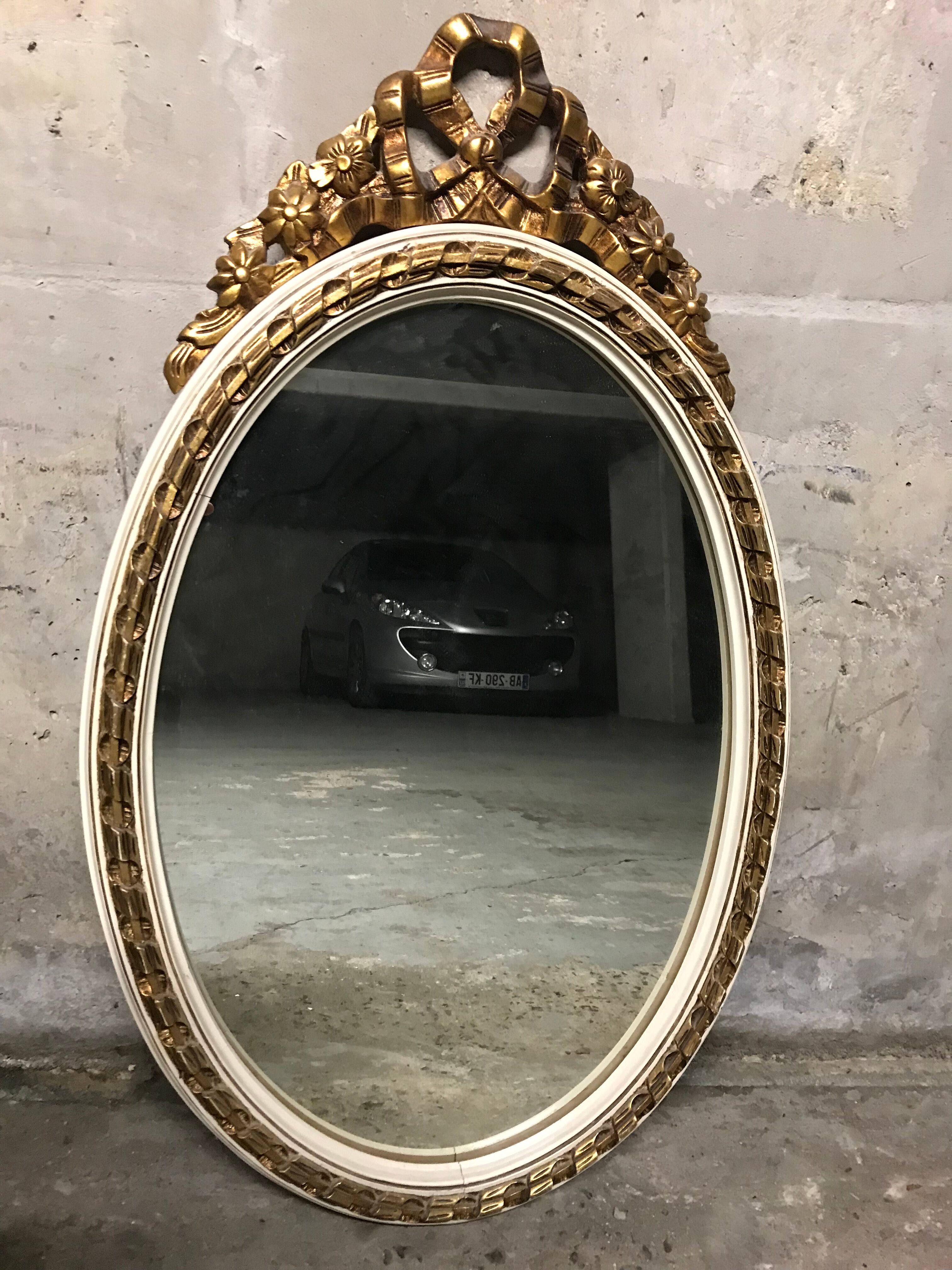 Oval mirror Louis XVI gilded style 53x90cm