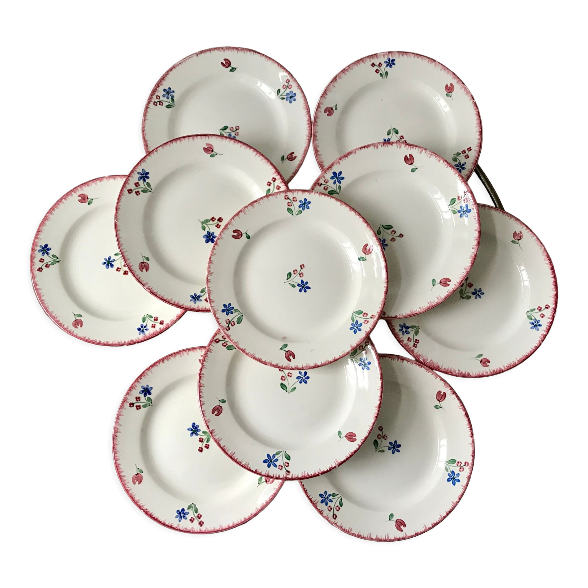 Set of 10 dessert plates badonviller model "dany" years 30-40