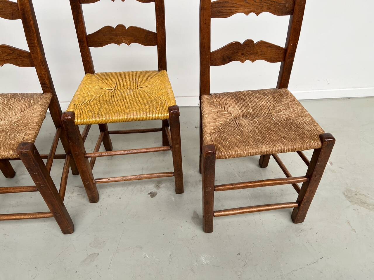 Rustic handcrafted oak chairs 1900