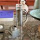 Modern silverplated and glass cruet mod. Oilvine, Lino Sabattini Italy 1970