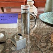 Modern silverplated and glass cruet mod. Oilvine, Lino Sabattini Italy 1970