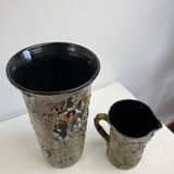 Fat lava ceramic vase and pitcher
