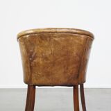 Fauteuil, chaise d'appoint en cuir marron