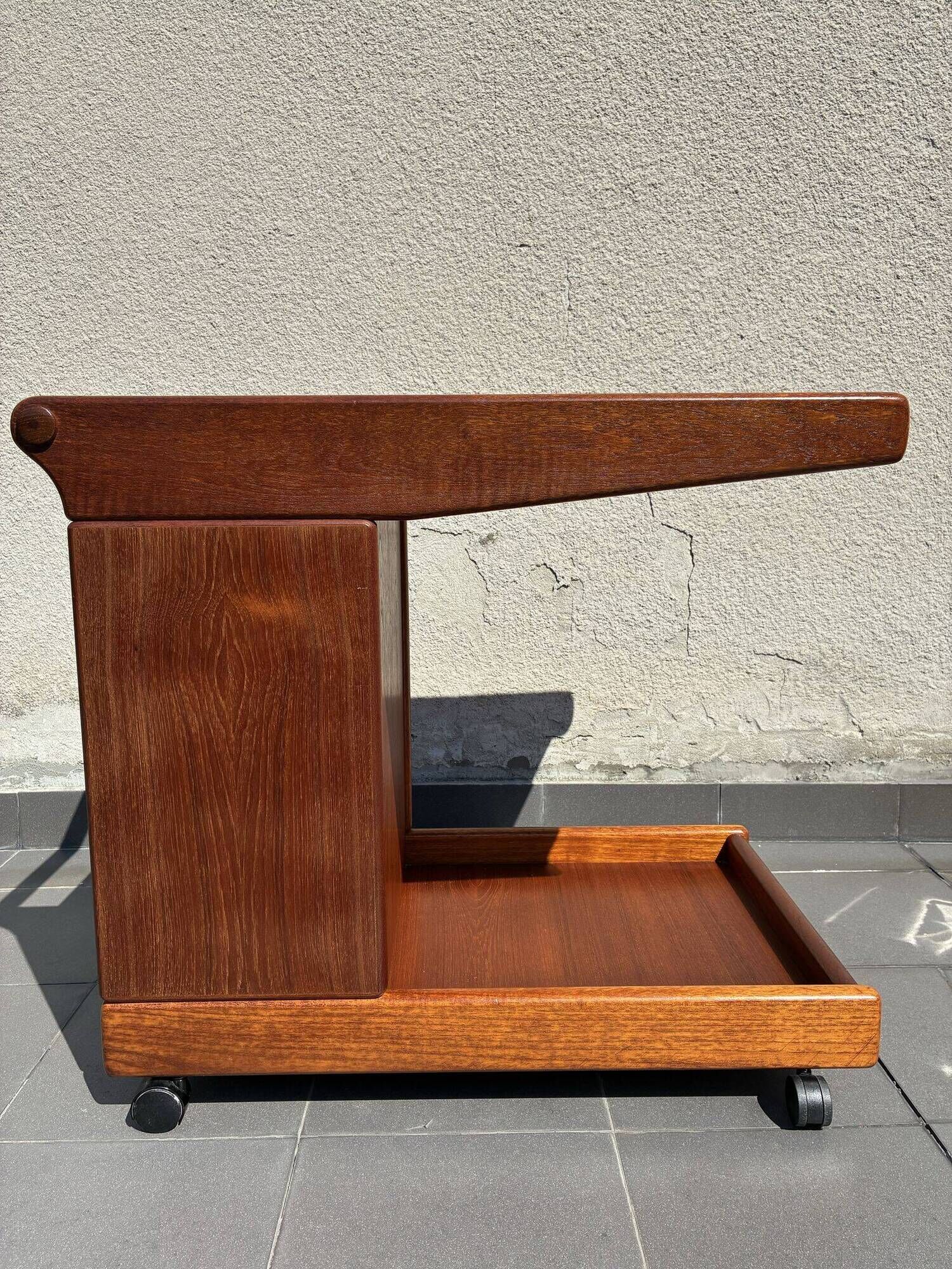Desserte, meuble bar en teck de Bornholm avec étagère, Danemark, années 1970