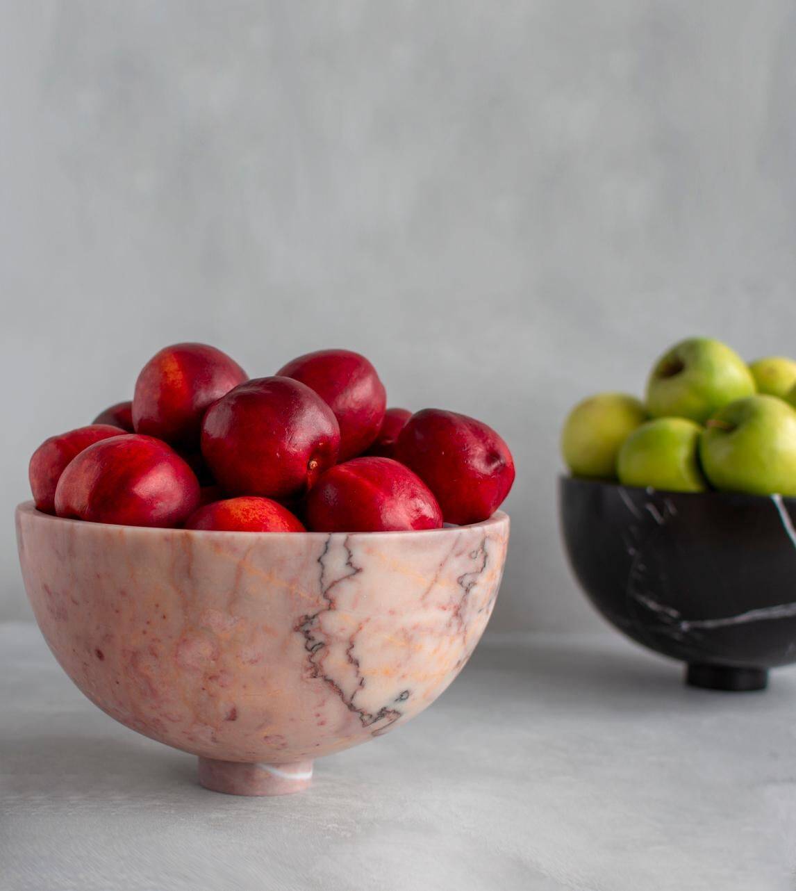 Coupe à fruits en marbre rose