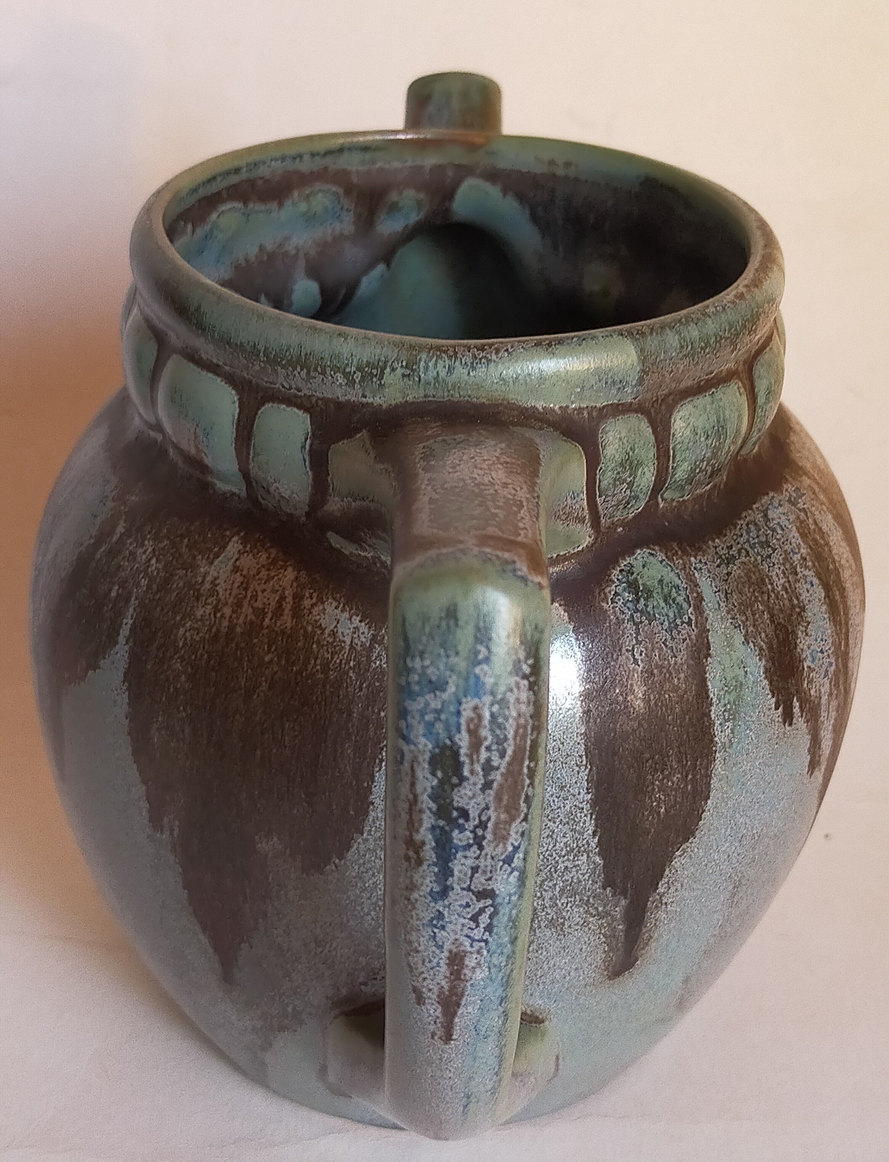 Denbac art-deco pitcher in flammé sandstone