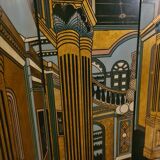 Wooden screen lasked and engraved circa 1980