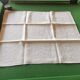 12 damask linen table napkins with an antique silk monogram from the 19th century.