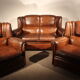 Lot de 3 fauteuils anglais en cuir des années 1950
