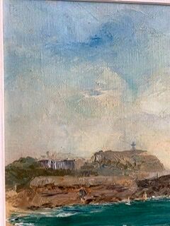 Ancient painting, Breton landscape, Saint Lunaire, signed, 1950s