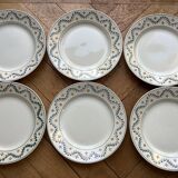 Lunéville set of 6 plates of antique white porcelain tableware with floral decoration