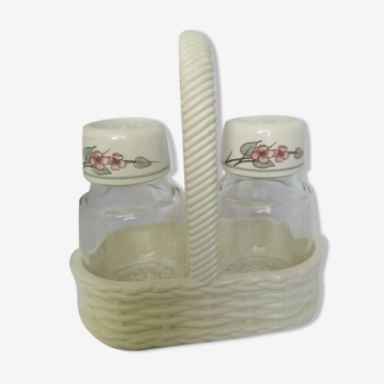 Salt shaker and vintage pepper pot