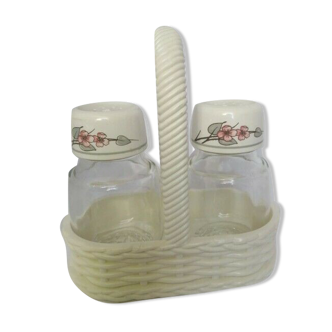 Salt shaker and vintage pepper pot