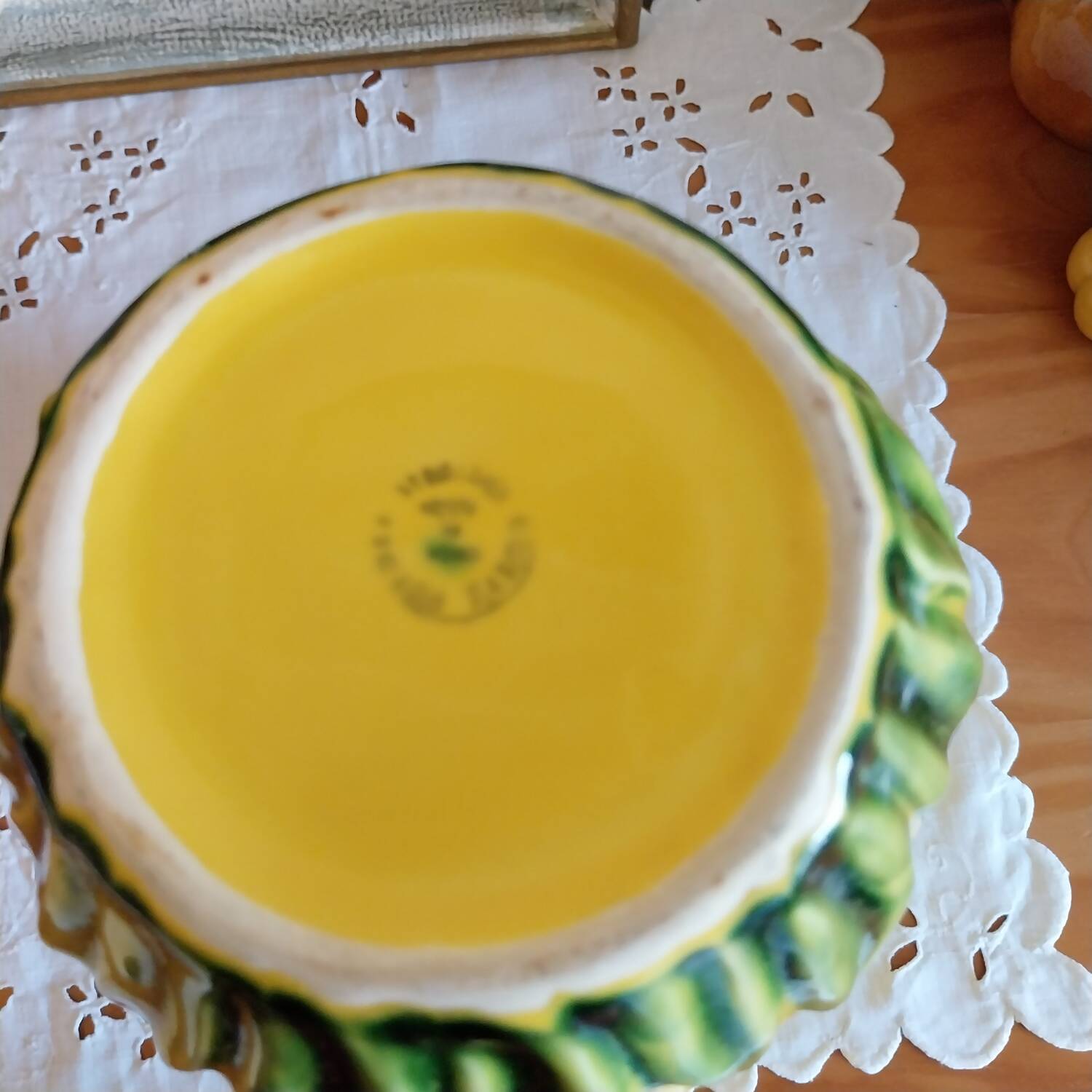 Barbotine vase with sunflower decor