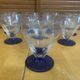 Set of 23 Stemmed Glasses Transparent Glass + Cobalt Blue Stems Vintage
