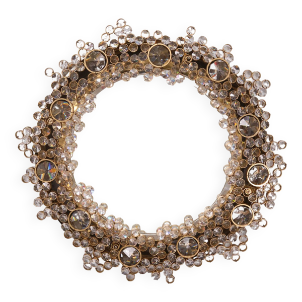 Miroir à couvercle arrière Palwa Crystal, Hollywood Regency années 1970