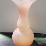 Old centrovetro vase pink opaline glass corolla neck made in Italy vintage