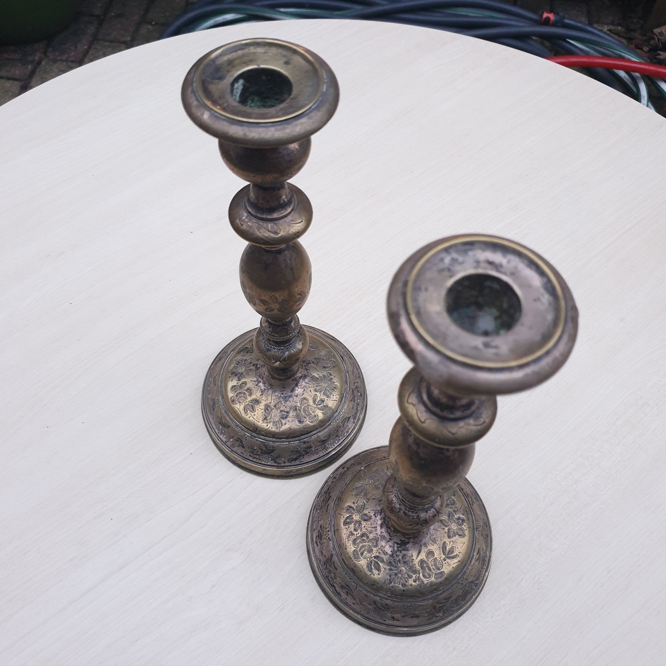 Pair of brass candlesticks
