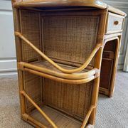 Bamboo and rattan vanity / dressing table with drawer and mirror, 1970s mid-century modern
