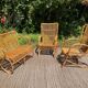 Vintage rattan lounge bench and 2 armchairs