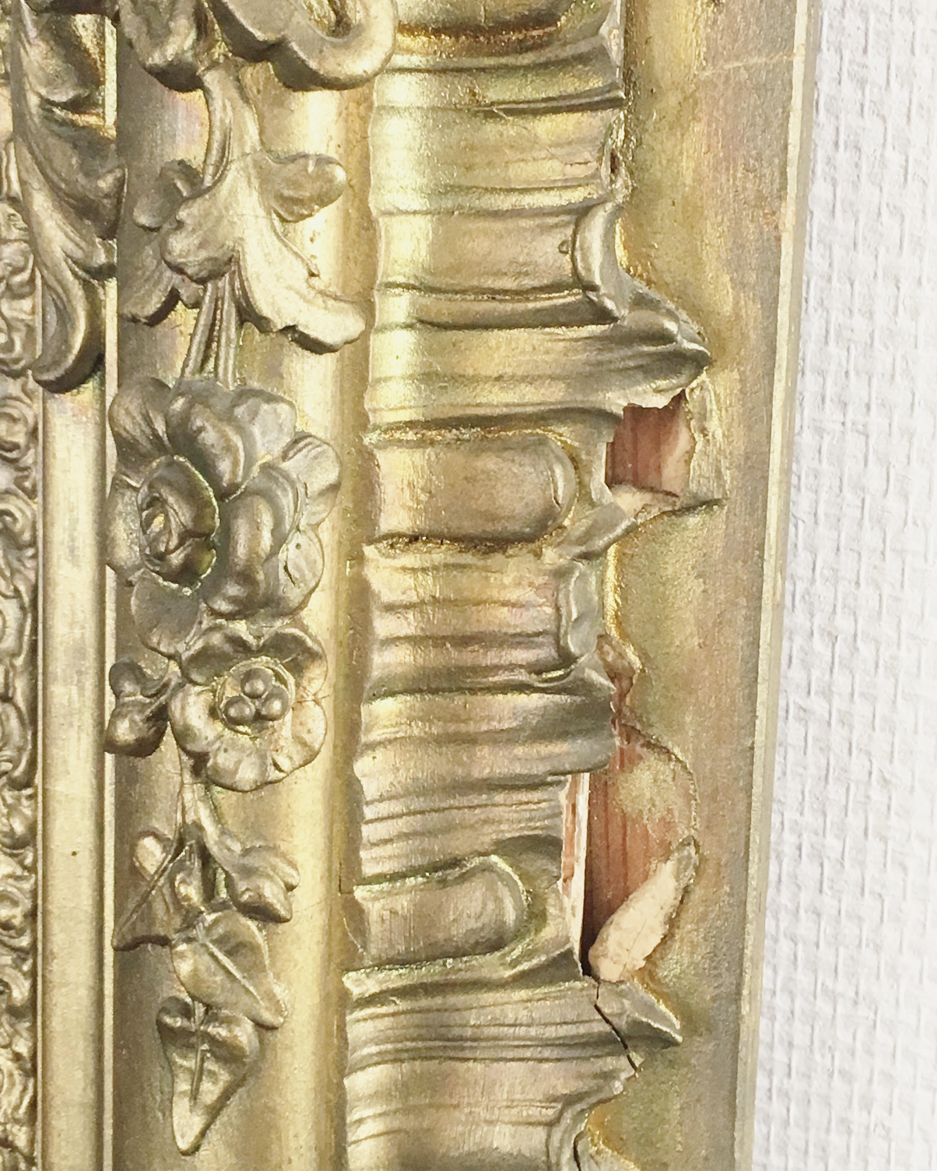 Large old fireplace Golden - contour mirror 89 cm X 121 cm