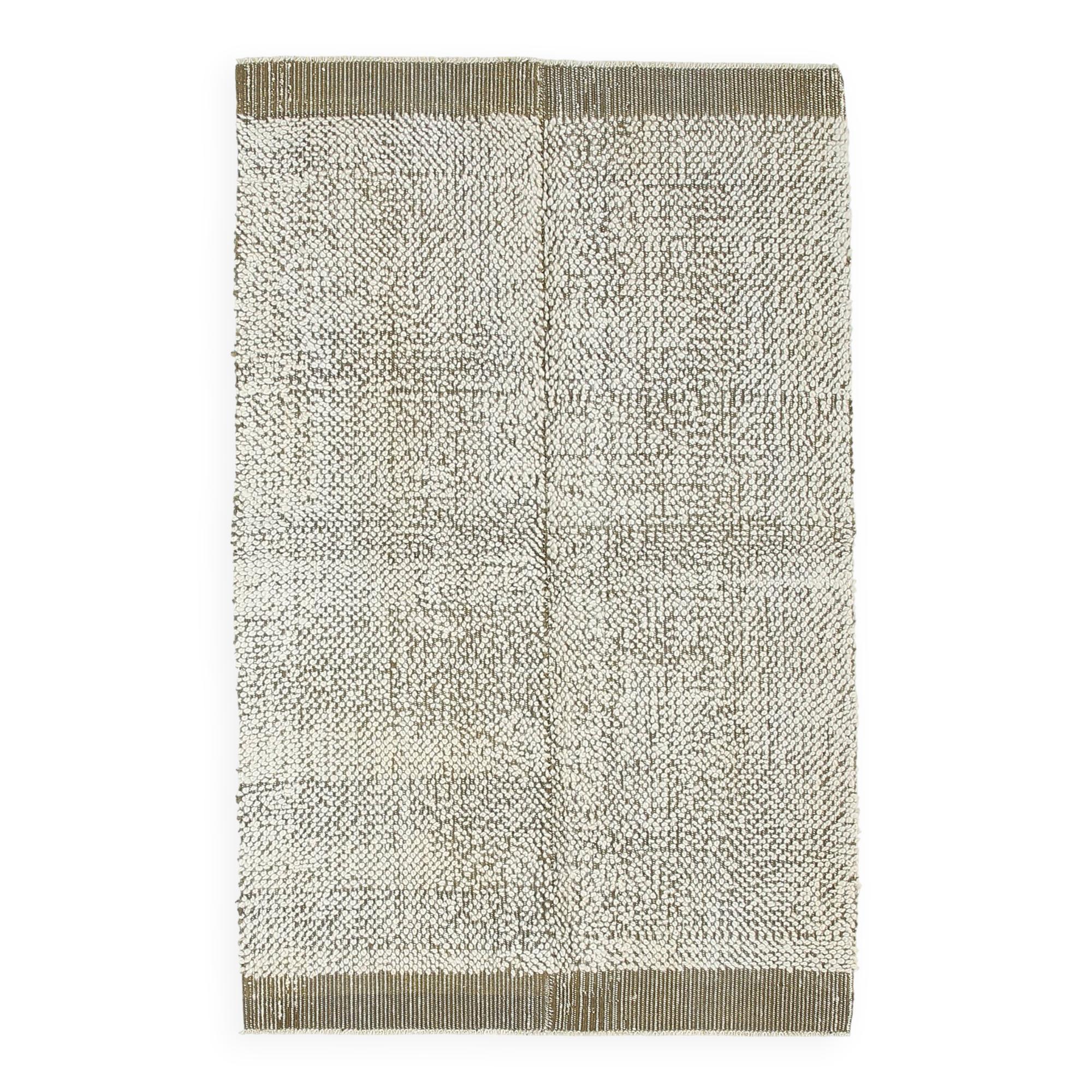 4x7 Army Green & Beige Modern Kilim Rug, 130x215Cm