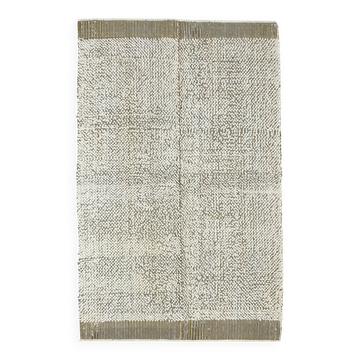 4x7 Army Green & Beige Modern Kilim Rug, 130x215Cm