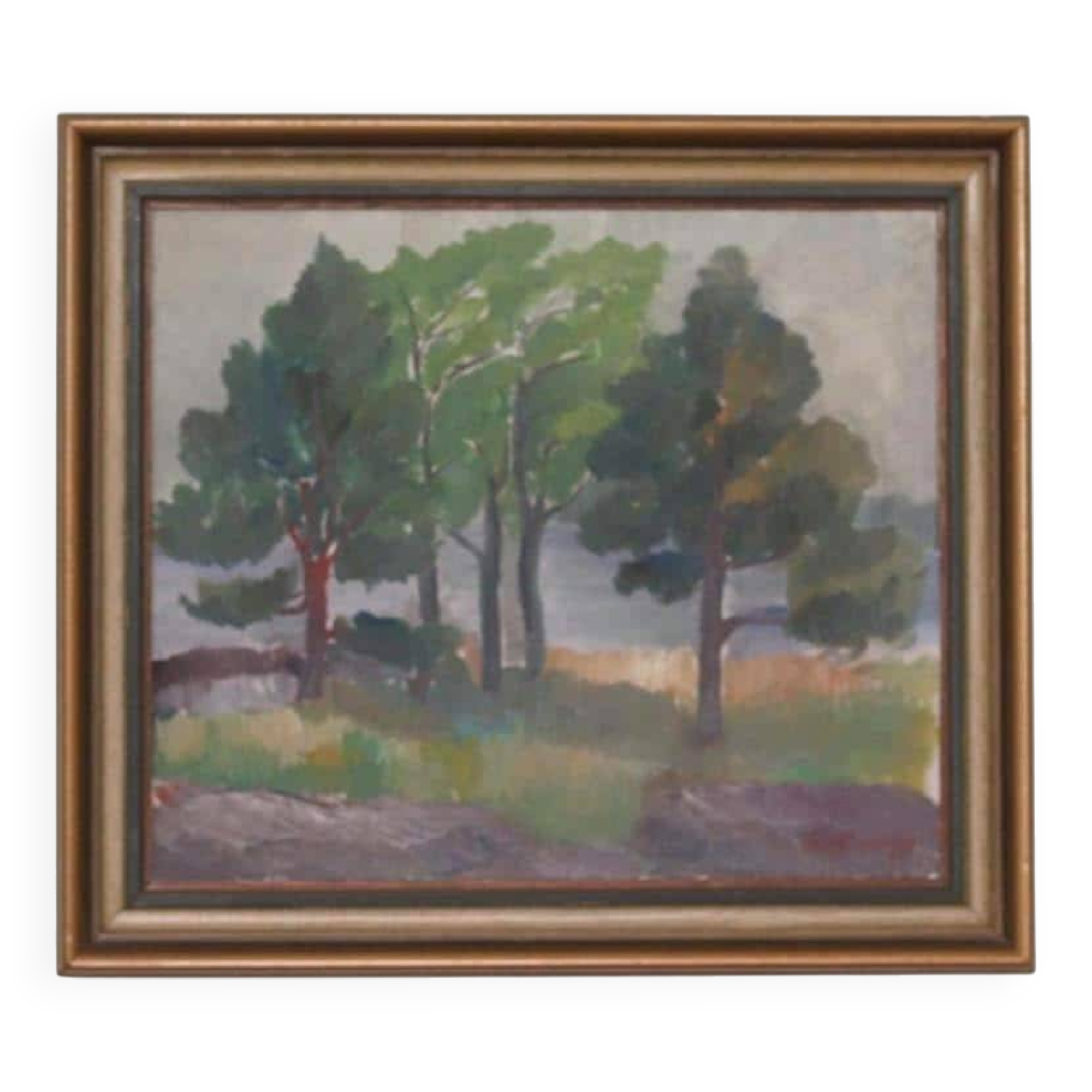 Original Mid Century Swedish Oil on Panel – “Trees, Landscape Motif” b