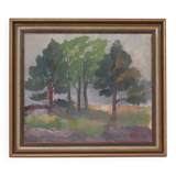 Original Mid Century Swedish Oil on Panel – “Trees, Landscape Motif” b
