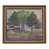 Original Mid Century Swedish Oil on Panel – “Trees, Landscape Motif” b