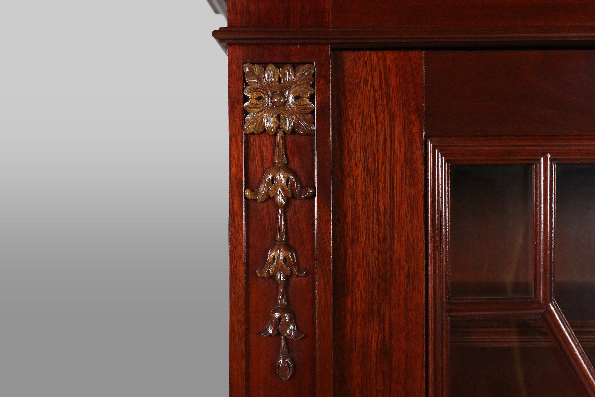 Empire Style Library Cabinet with Glass Doors, Belgium, 1950s