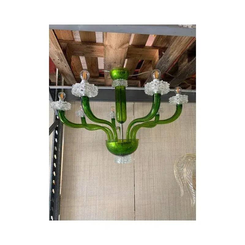 Green Murano Glass Chandelier with Trasparent Rostrato Boubeches from Simoe