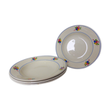 Set of 4 soup plates from the Gien factory, Nice model, in porcelain