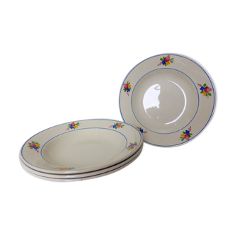Set of 4 soup plates from the Gien factory, Nice model, in porcelain