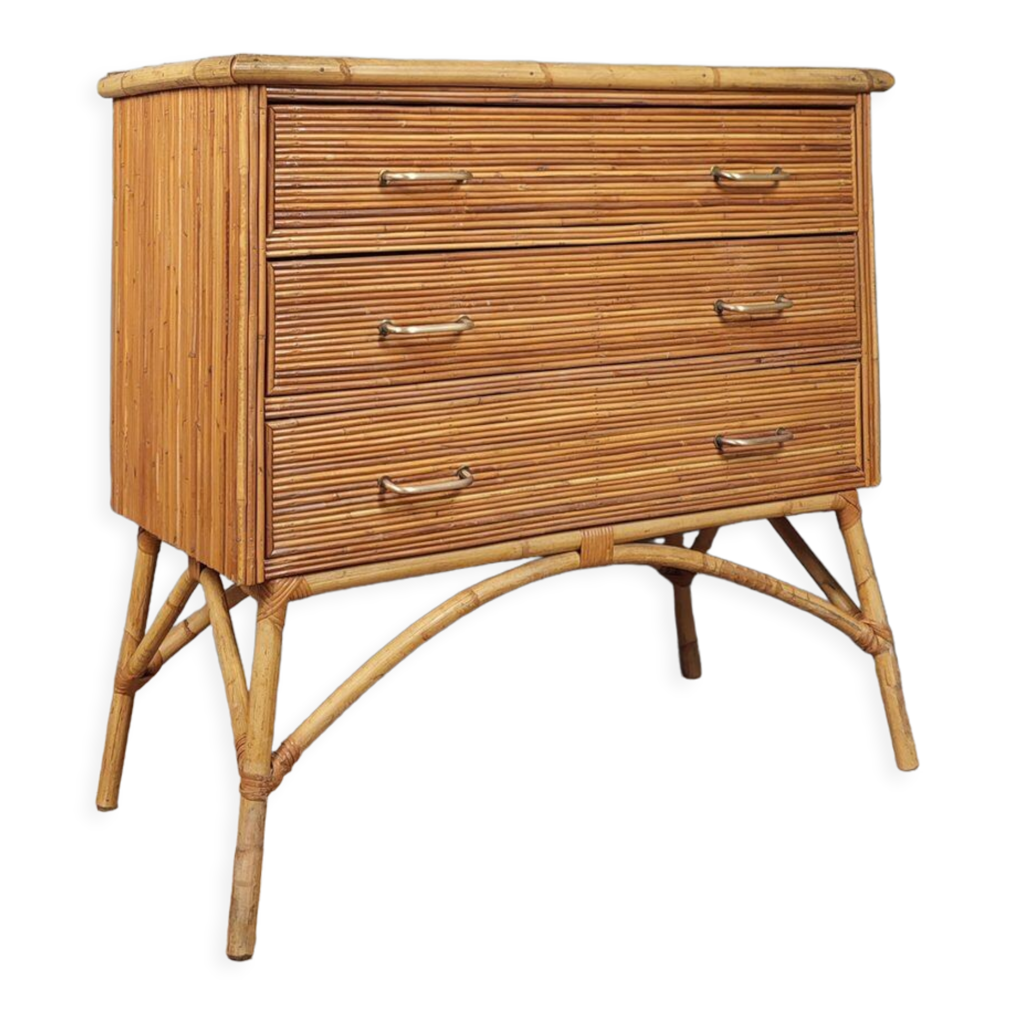 Commode vintage en bambou et rotin